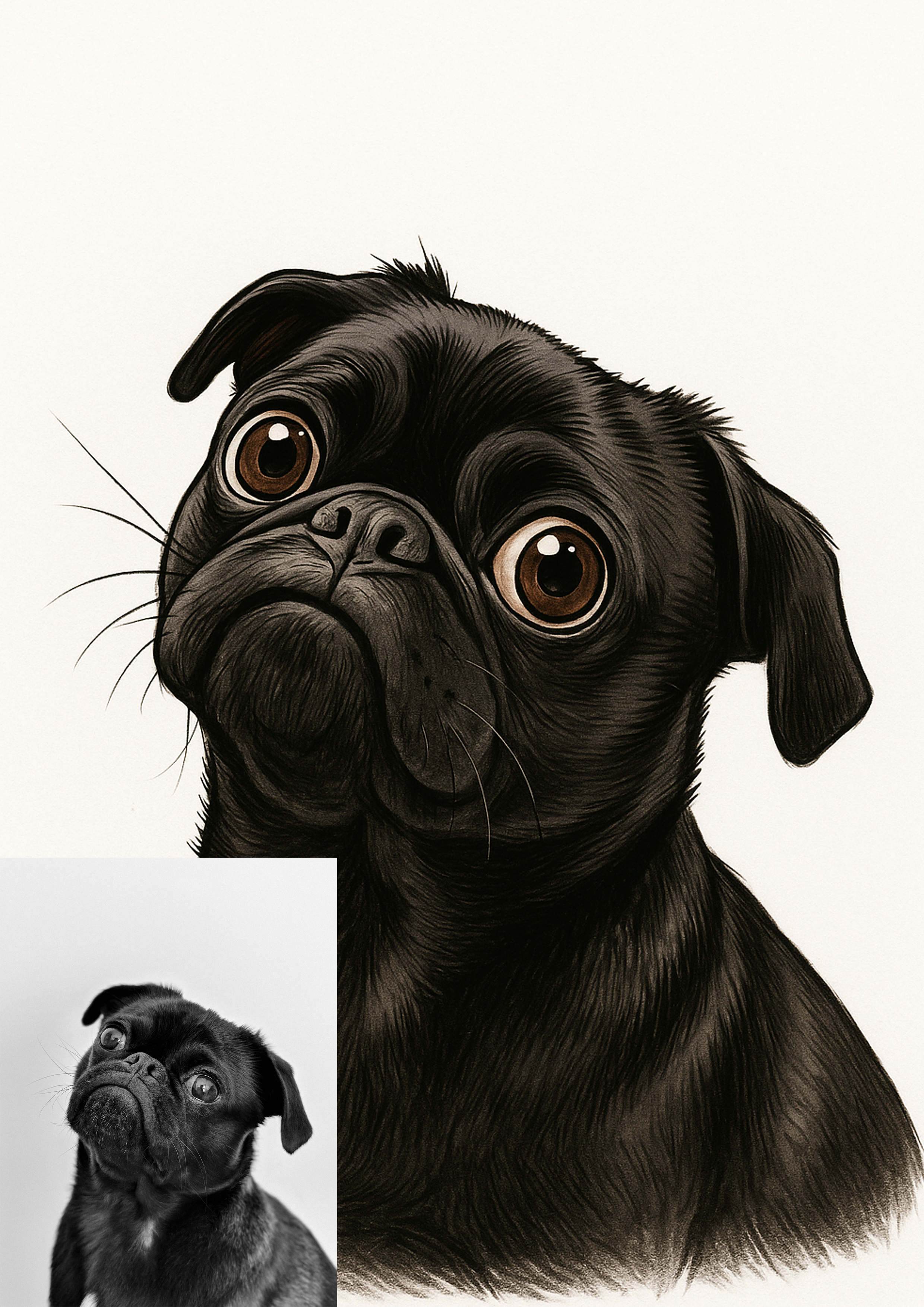 🐾 Custom Pet Caricature – Framed Fine Art Giclée Print