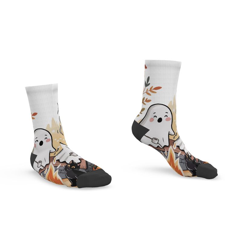 🧦 Halloween Ghosties by the Campfire – Women’s Custom Socks