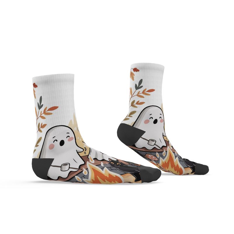 🧦 Halloween Ghosties by the Campfire – Women’s Custom Socks