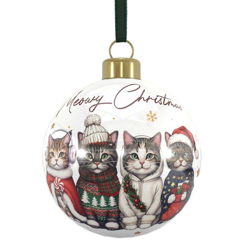 🎄 “Meowy Christmas” Bauble | Festive Cat Lovers Ornament by Armstrelle Studio
