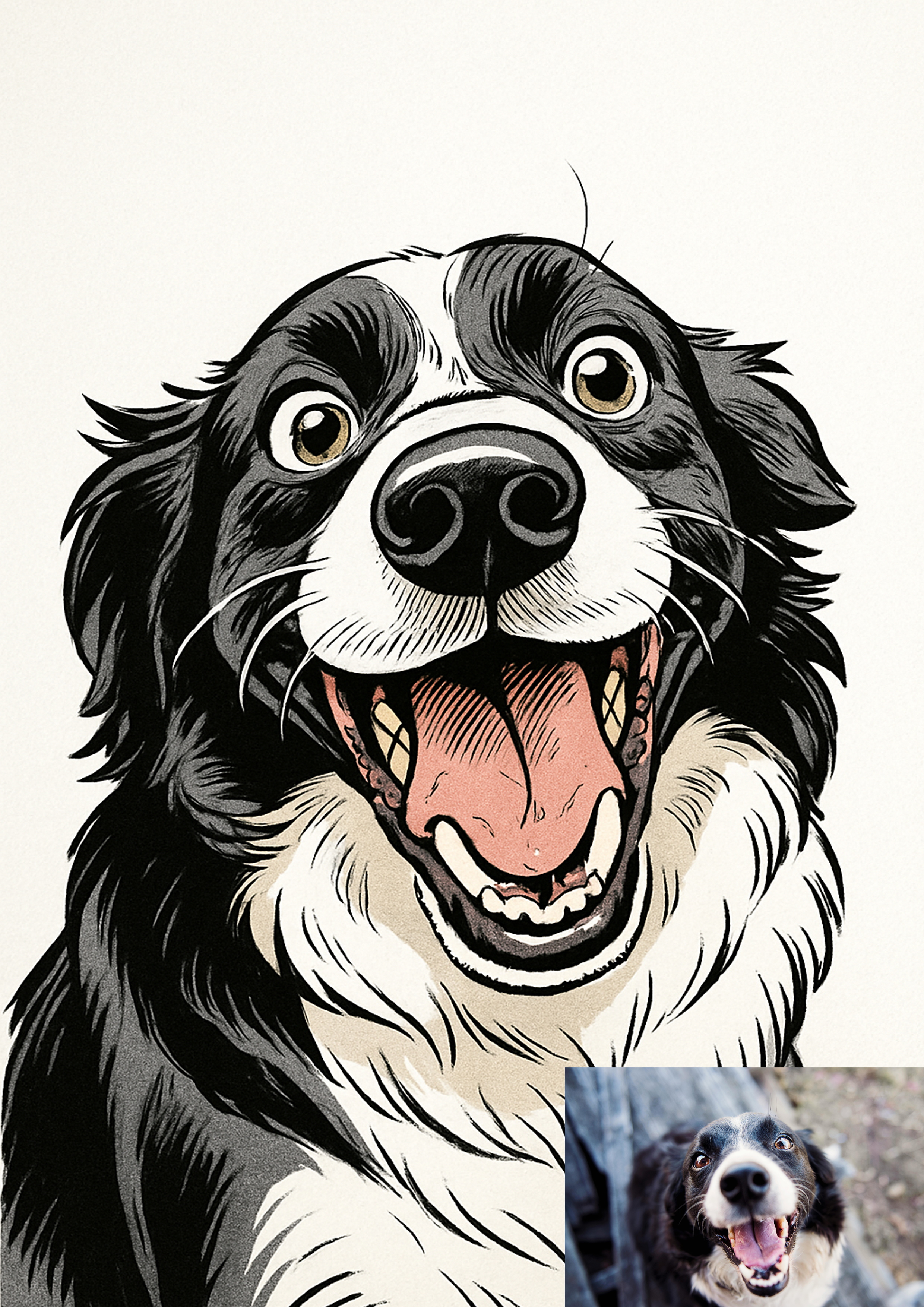 🎭 Custom Comic Style Caricature – Framed Fine Art Giclée Print